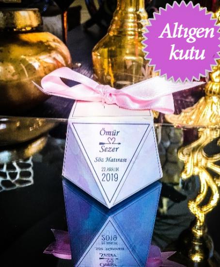 Baskılı Altıköşe Karton Kutu